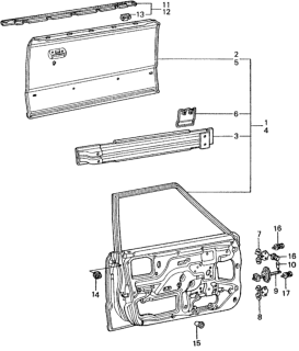 1981 Honda Civic Molding Assy., L. FR. Door Diagram for 75805-SA1-961