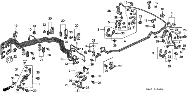 1996 Honda Accord Clip, Brake Pipe Diagram for 46391-SW3-003