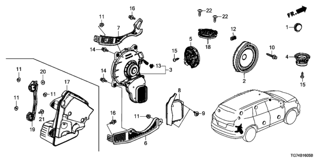 2018 Honda Pilot Speaker Assembly, Subwoofer (Alpine) Diagram for 39120-TG7-A01