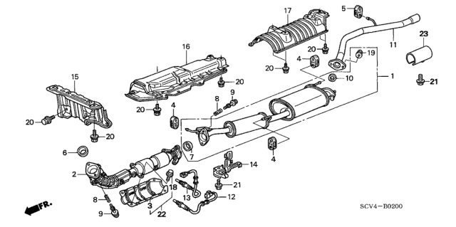 2005 Honda Element Exhaust Pipe - Muffler Diagram