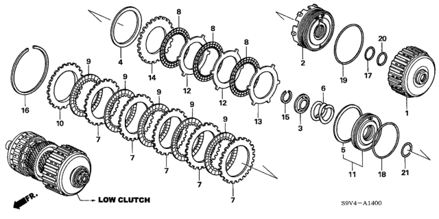 2006 Honda Pilot Guide, Low Clutch Diagram for 22510-RJB-003