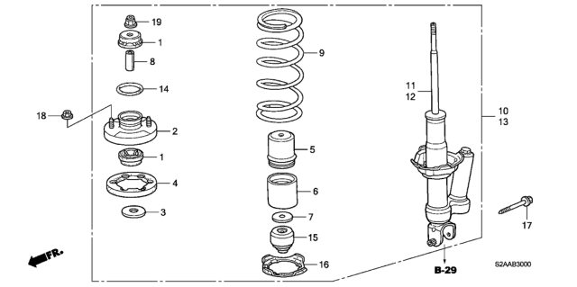 2009 Honda S2000 Shock Absorber Assembly, Right Rear Diagram for 52610-S2A-S11