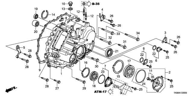 2014 Honda Odyssey AT Transmission Case Diagram