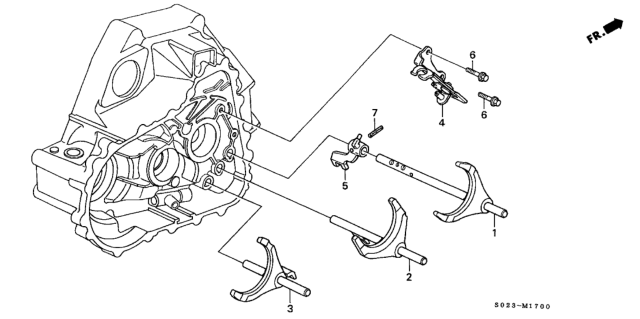 2000 Honda Civic Fork Sub, Fifth-Reverse Shift Diagram for 24201-P80-000