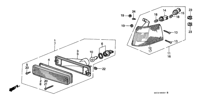 1990 Honda Civic Lens, Driver Side (Without Screw Holes) Diagram for 34351-SH3-A11
