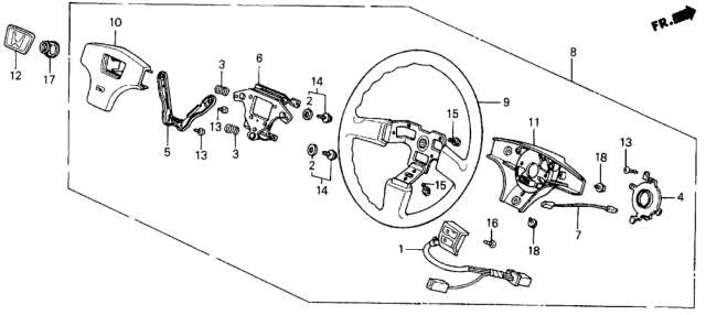 1988 Honda Prelude Steering Wheel (NIPPON PURASUTO) Diagram