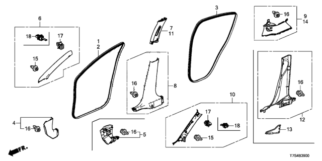 2016 Honda HR-V Pillar Garnish Diagram