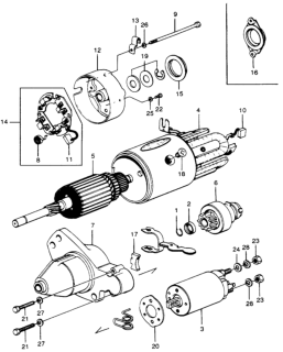 1976 Honda Civic Starter Motor Components Diagram