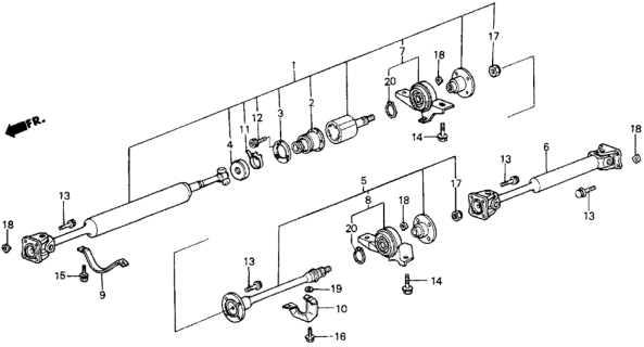 1986 Honda Civic Shaft Assembly, Propeller (No.1) Diagram for 40200-SD9-671