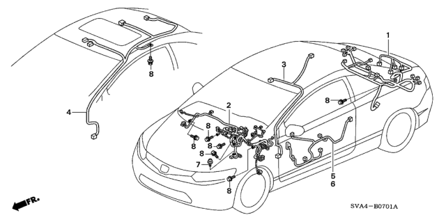 2009 Honda Civic Wire Harness, Driver Door Diagram for 32751-SVA-A12