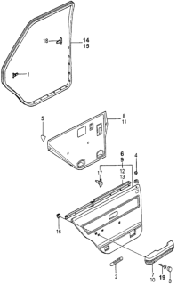 1979 Honda Accord Armrest, Right Rear Door (Rose Wine Red) Diagram for 76823-672-000ZF