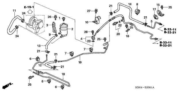 2006 Honda Accord Rubber, Power Steering Pipe Holder Insulator Diagram for 53740-SDB-A00