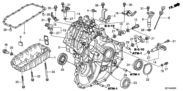 2012 Honda CR-Z CVT Transmission Case Diagram