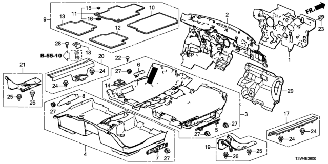 2015 Honda Accord Hybrid Insulator, Dashboard (Outer) Diagram for 74251-T3V-A00