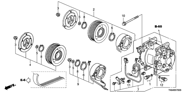 2011 Honda Fit Compressor, A/C (RMD) (Sanden) (Includes Clutch & Coil) Diagram for 38800-RP3-A03RM