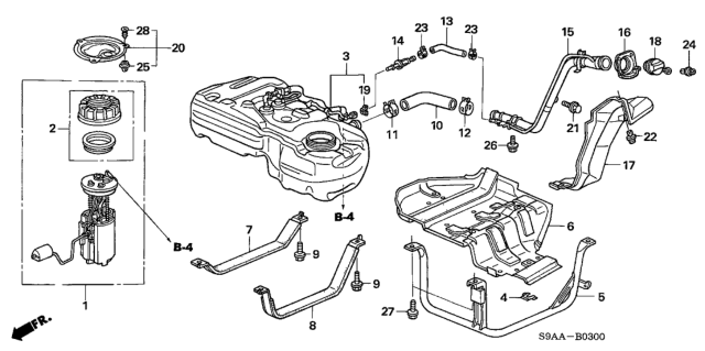 2006 Honda CR-V Band, Driver Side Fuel Tank Mounting Diagram for 17522-S9A-A00
