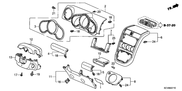 2011 Honda Element Instrument Panel Garnish (Driver Side) Diagram
