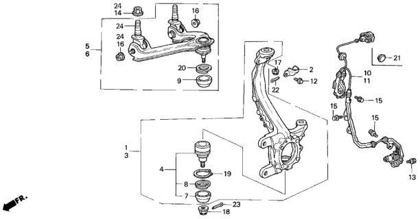 1993 Honda Accord Arm Assembly, Left Front (Upper) Diagram for 51460-SM1-A03