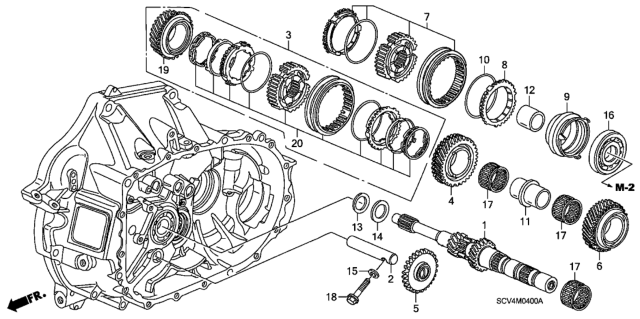 2004 Honda Element Gear Set Diagram for 23444-PZF-326