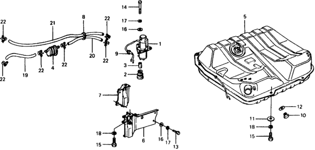 1977 Honda Civic Fuel Tank - Fuel Pump Diagram