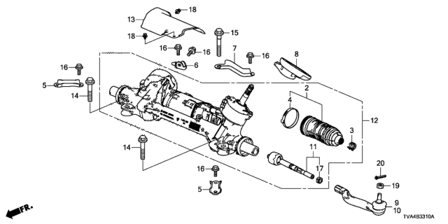 2019 Honda Accord End, Driver Side Tie Rod Diagram for 53560-TVA-A03