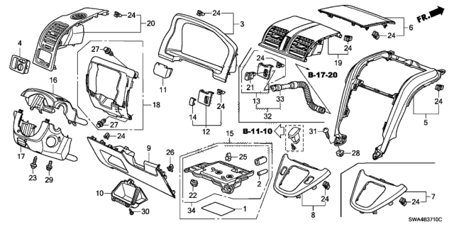 2010 Honda CR-V Panel Assy., Escutcheon *NH608L* (UH GUN METALLIC) Diagram for 77270-SWA-A02ZC