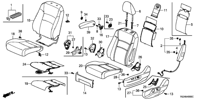 2020 Honda Ridgeline Armrest Assembly, Left Front Seat (Type W) (Leather) Diagram for 81580-T6Z-A41ZB