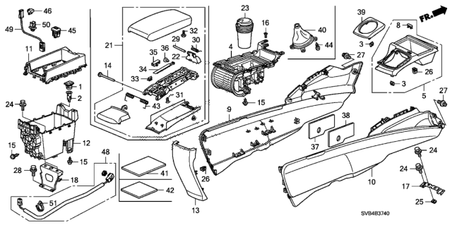 2011 Honda Civic Armrest Assembly, Console (Graphite Black) Diagram for 83450-SVA-A02ZA