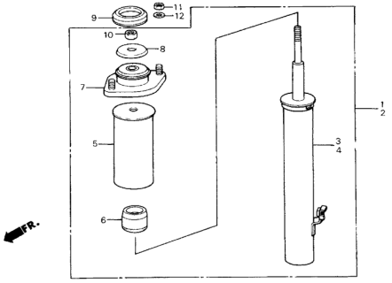1985 Honda Civic Shock Absorber Assembly, Right Front (Showa) Diagram for 51601-SB2-014