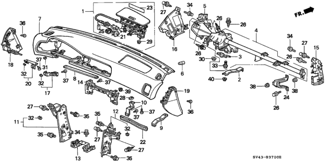 1994 Honda Accord Pad, Instrument (Upper) *NH264L* (CLASSY GRAY) Diagram for 77102-SV4-A10ZC