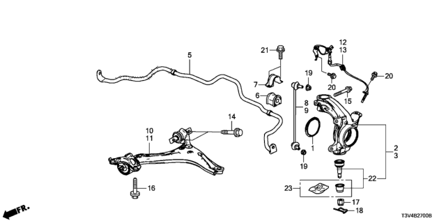 2014 Honda Accord Knuckle, Right Front Diagram for 51210-T2A-Y00