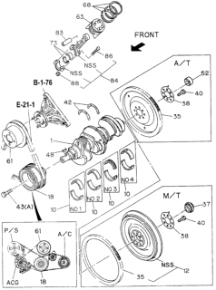 1995 Honda Passport Crankshaft - Piston  - Flywheel Diagram