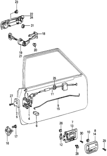 1980 Honda Accord Handle Assembly, Driver Side Inside Diagram for 75530-671-000