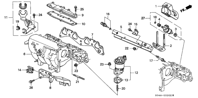 1998 Honda Civic Cover B, Injector Diagram for 16455-PDN-A00