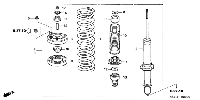 2005 Honda Accord Hybrid Shock Absorber Unit, Front Diagram for 51605-SDR-A02