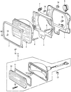 1983 Honda Civic Case, Headlight Diagram for 33101-692-673
