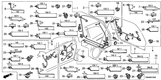 2011 Honda Odyssey Wire Harness, L. Slide Door Diagram for 32754-TK8-A10