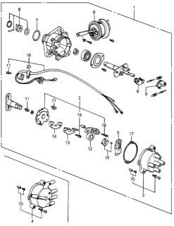 1984 Honda Accord Distributor Assembly (D4R83-02) (Hitachi) Diagram for 30100-PD2-671