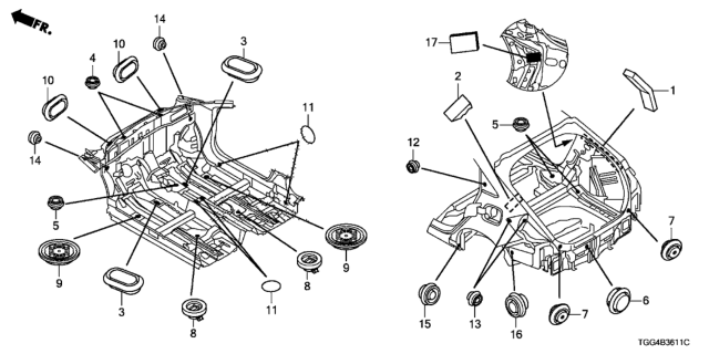 2020 Honda Civic Grommet (30MM) Diagram for 90830-TA0-003