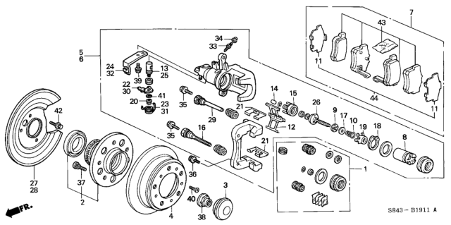 1998 Honda Accord Rear Brake (Disk) Diagram