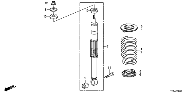 2012 Honda Civic Shock Absorber Assembly, Rear Diagram for 52610-TR5-A01
