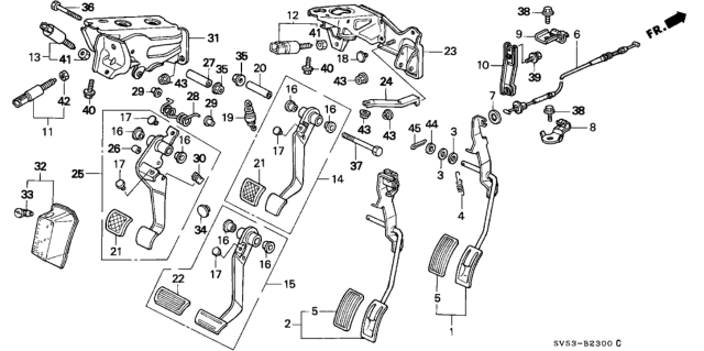 1997 Honda Accord Bracket, Pedal Diagram for 46590-SV4-A00
