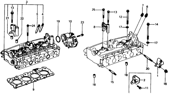 1976 Honda Civic Cylinder Head Assembly Diagram for 12100-657-345