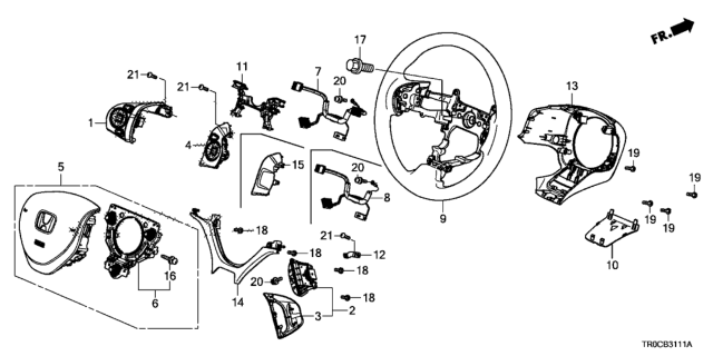 2015 Honda Civic Sub-Wire, Cable Reel Diagram for 77901-TR6-A60
