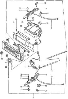 1979 Honda Prelude Cable, FResh Recircular Diagram for 39373-692-670
