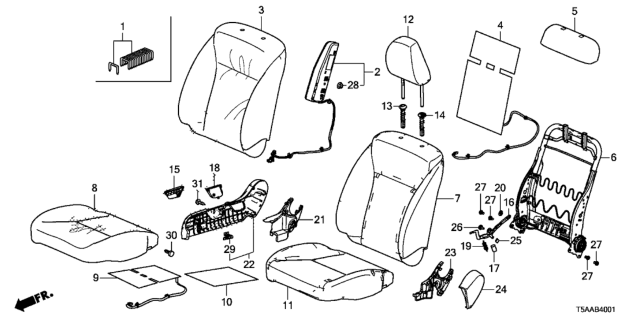 2019 Honda Fit Pad, R. FR. Seat-Back Diagram for 81127-T5R-A01