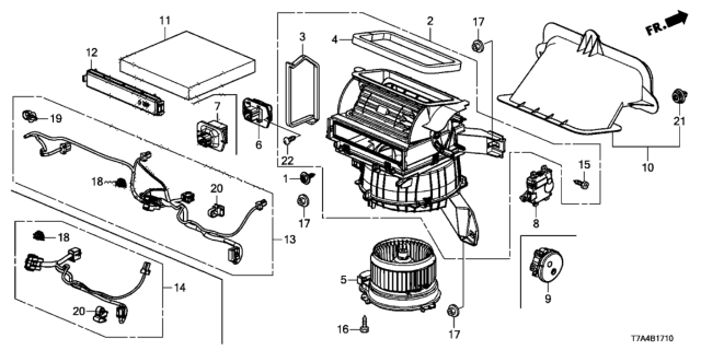 2021 Honda HR-V Motor Assembly, Fan Diagram for 79310-T7W-A01