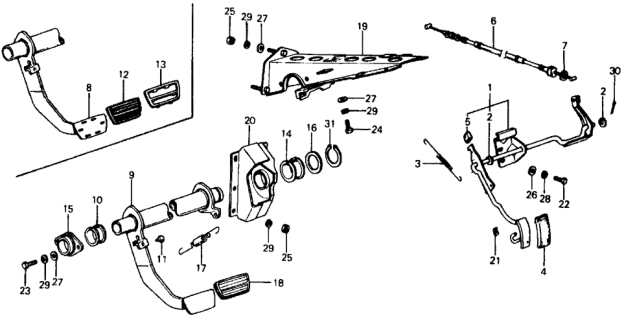 1975 Honda Civic HMT Pedal Diagram
