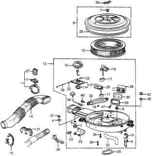 1984 Honda Accord Element, Air Cleaner Diagram for 17232-PD2-660