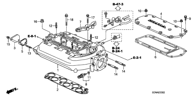 2007 Honda Accord Intake Manifold (V6) Diagram